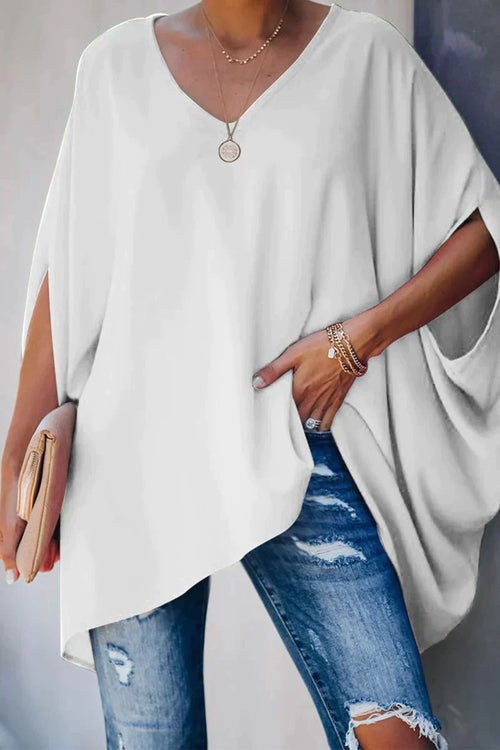 Clara Batwing Sleeve Oversized V-Neck Tunic