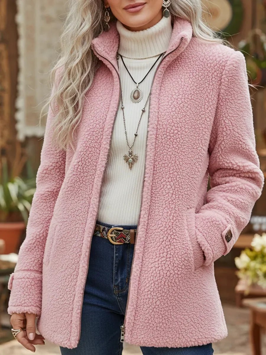 Elfriede Sherpa Fleece Zip Coat