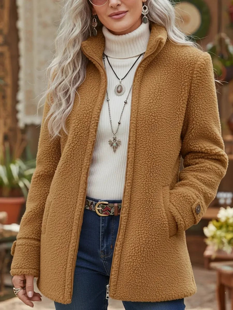 Elfriede Sherpa Fleece Zip Coat