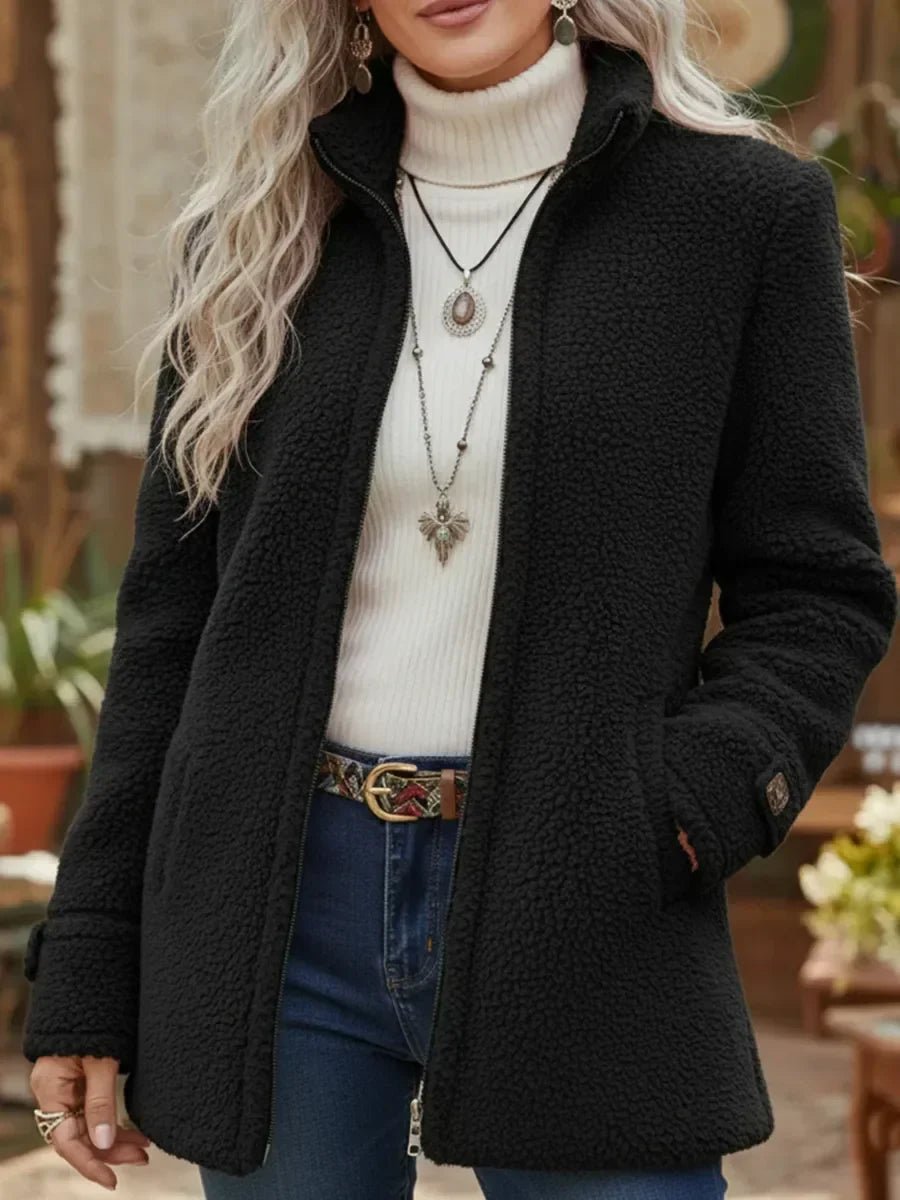 Elfriede Sherpa Fleece Zip Coat