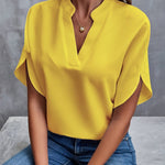 Lena Flowy V-Neck Blouse with Wide Sleeves