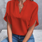 Lena Flowy V-Neck Blouse with Wide Sleeves