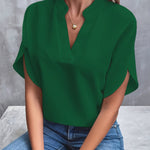 Lena Flowy V-Neck Blouse with Wide Sleeves