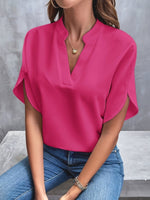 Lena Flowy V-Neck Blouse with Wide Sleeves