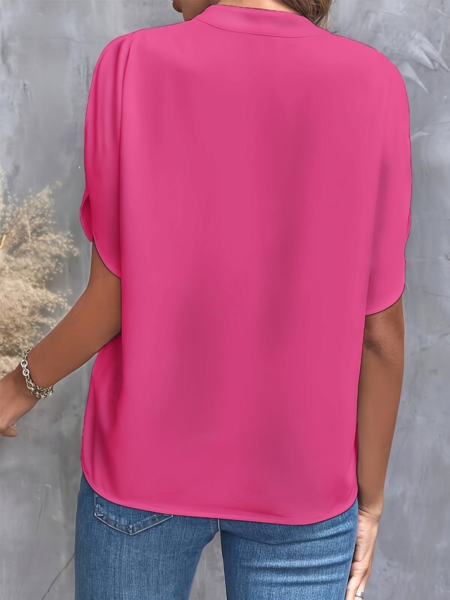 Lena Flowy V-Neck Blouse with Wide Sleeves