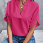 Lena Flowy V-Neck Blouse with Wide Sleeves