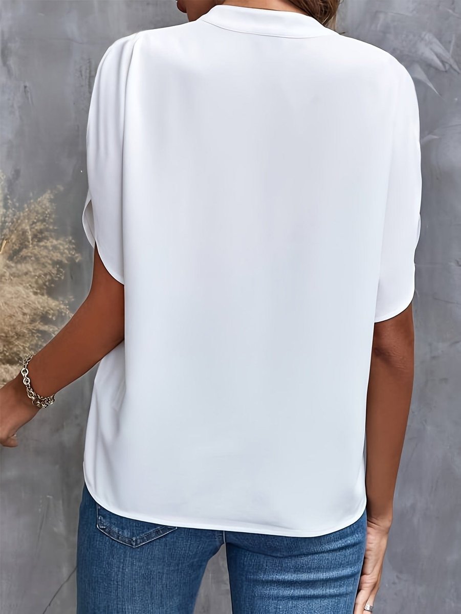 Lena Flowy V-Neck Blouse with Wide Sleeves