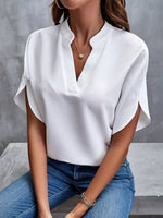 Lena Flowy V-Neck Blouse with Wide Sleeves
