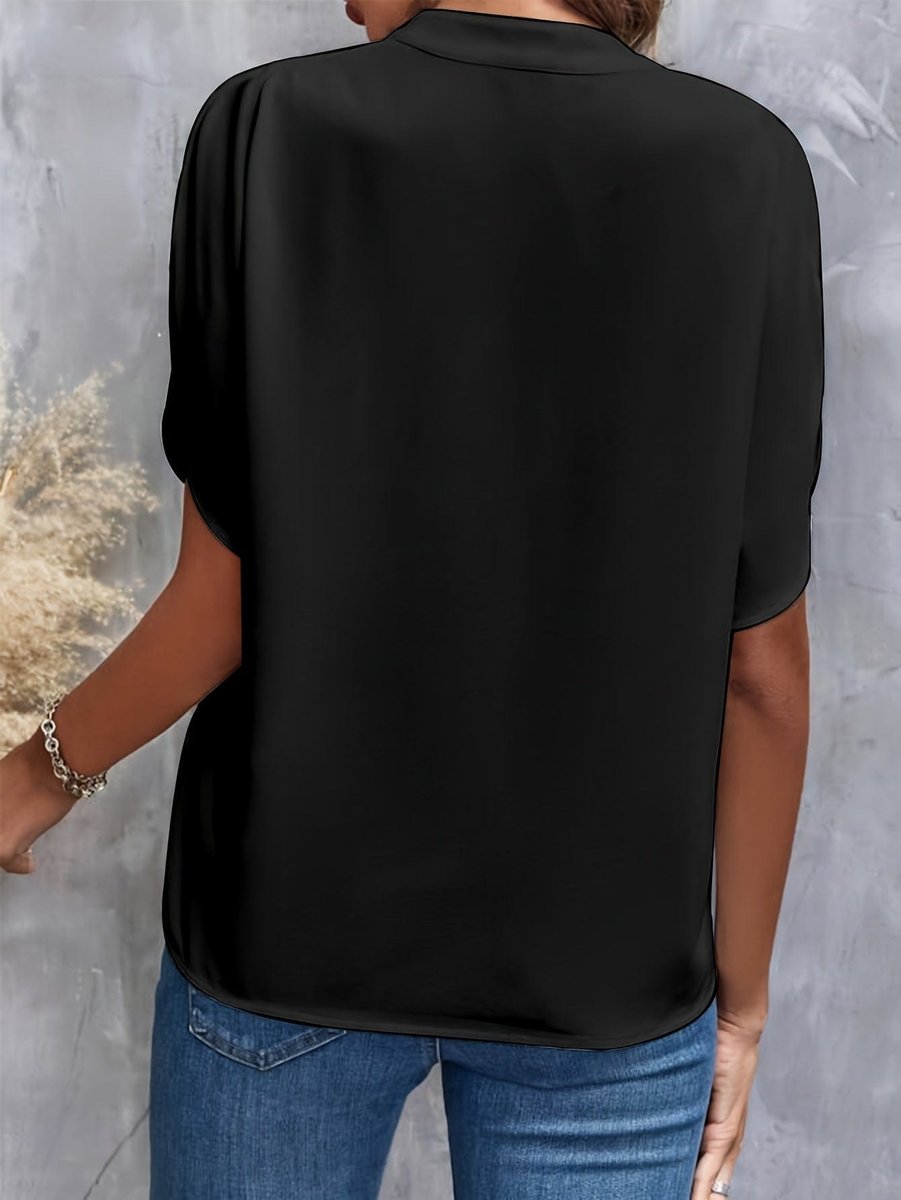 Lena Flowy V-Neck Blouse with Wide Sleeves