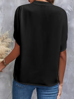 Lena Flowy V-Neck Blouse with Wide Sleeves