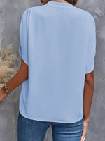 Lena Flowy V-Neck Blouse with Wide Sleeves