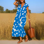 Elisabeth Flowing Printed V-Neck Maxi Dress