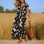 Elisabeth Flowing Printed V-Neck Maxi Dress