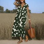 Elisabeth Flowing Printed V-Neck Maxi Dress