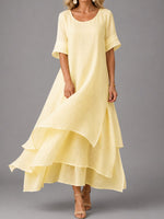 Clara Flowy Tiered Maxi Dress with Short Sleeves