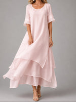 Clara Flowy Tiered Maxi Dress with Short Sleeves