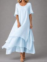 Clara Flowy Tiered Maxi Dress with Short Sleeves