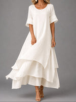 Clara Flowy Tiered Maxi Dress with Short Sleeves