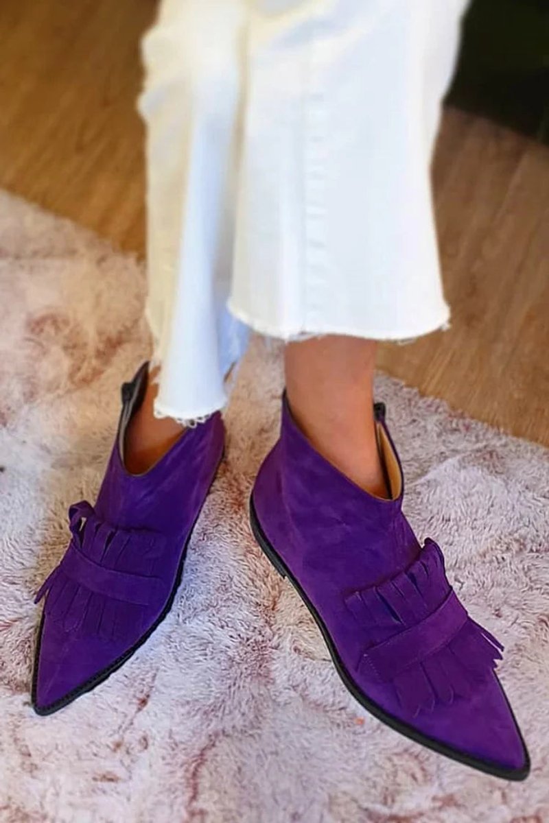 Charlotte Fringe Pointed-Toe Ankle Boots