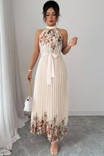 Emilia Floral Pleated Halter Midi Dress