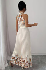Emilia Floral Pleated Halter Midi Dress
