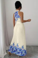 Emilia Floral Pleated Halter Midi Dress