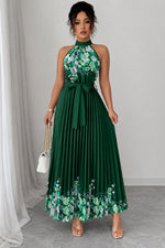 Emilia Floral Pleated Halter Midi Dress
