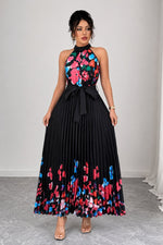 Emilia Floral Pleated Halter Midi Dress