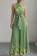 Emilia Floral Pleated Halter Midi Dress
