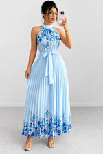 Emilia Floral Pleated Halter Midi Dress
