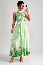Emilia Floral Pleated Halter Midi Dress