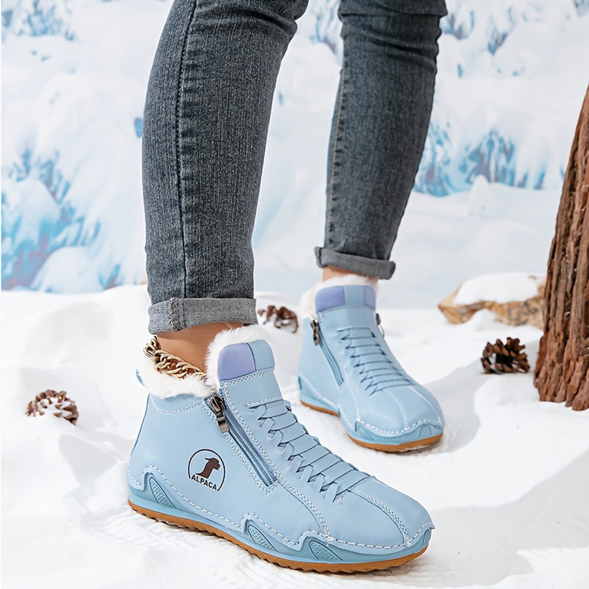 Frieda Lined Winter Ankle Boots with Side Zip