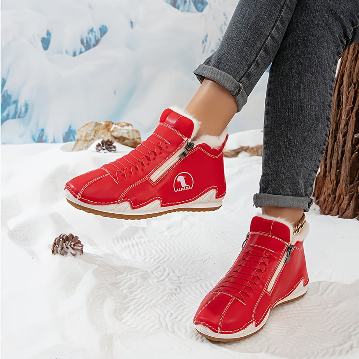Frieda Lined Winter Ankle Boots with Side Zip