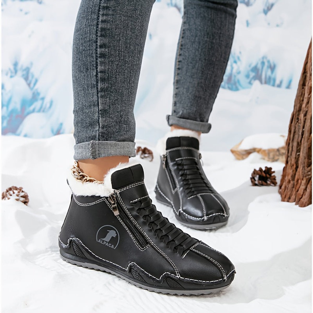 Frieda Lined Winter Ankle Boots with Side Zip