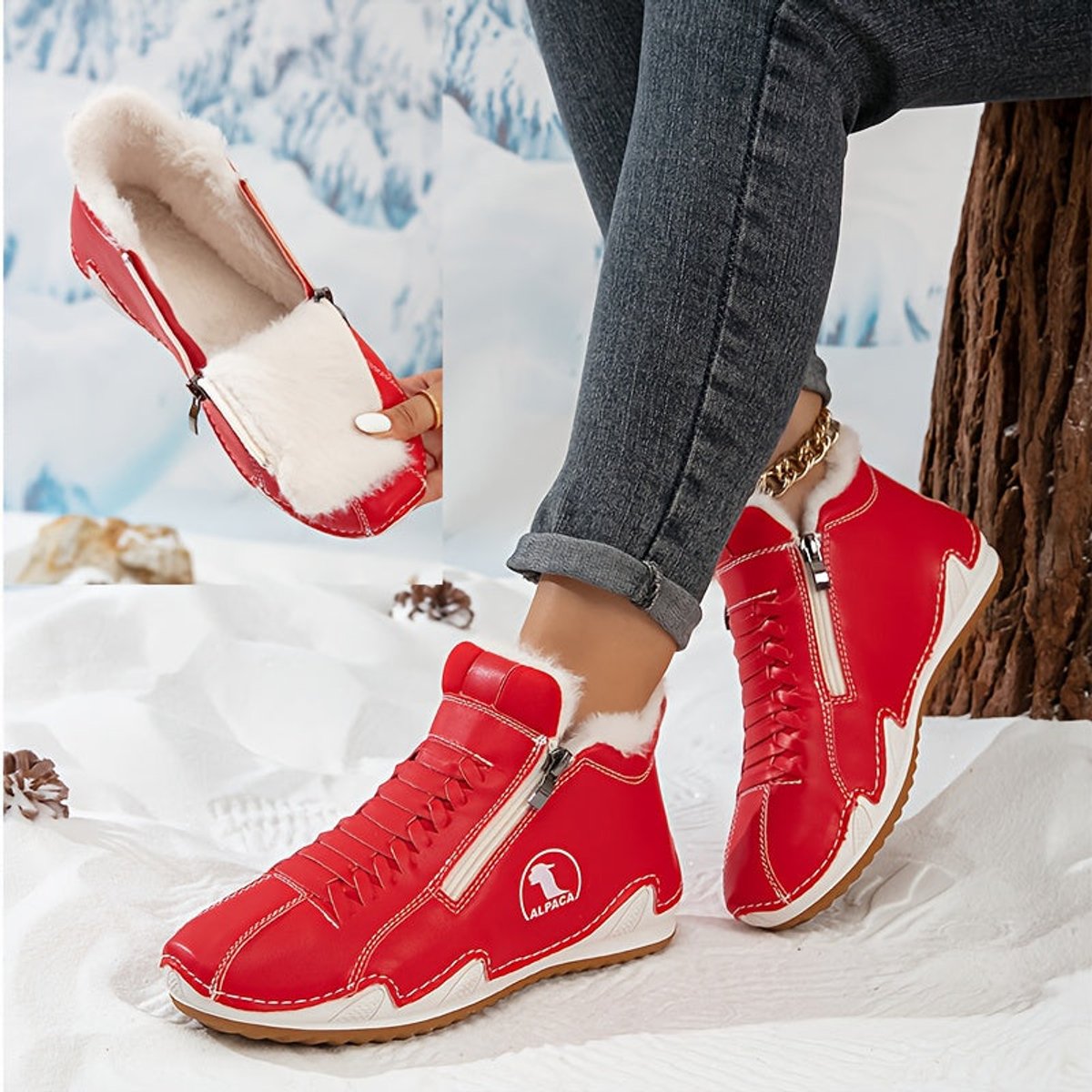 Frieda Lined Winter Ankle Boots with Side Zip
