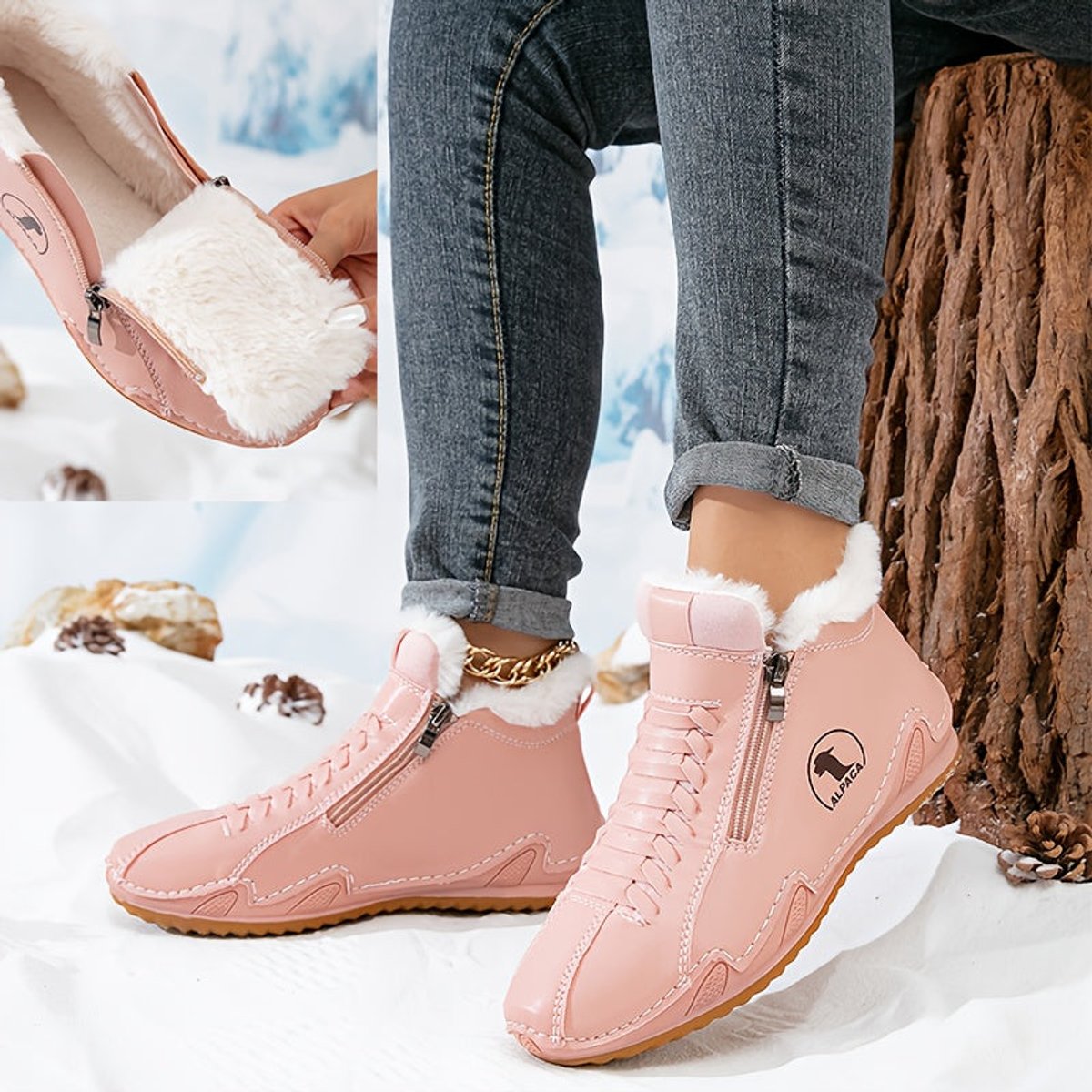 Frieda Lined Winter Ankle Boots with Side Zip