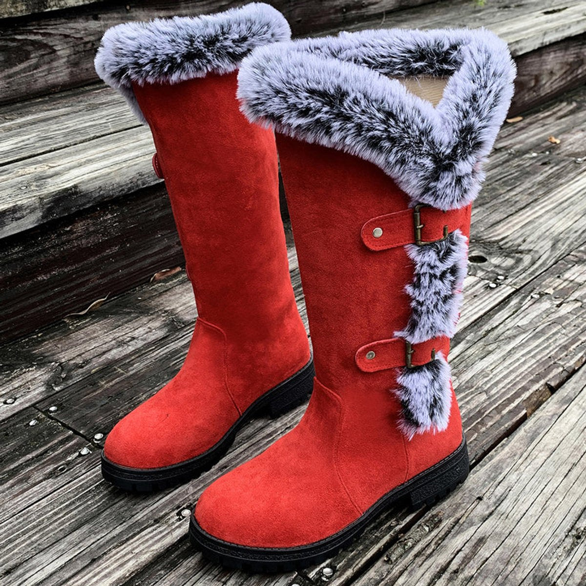Hannah Plush-Trimmed Knee-High Winter Boots
