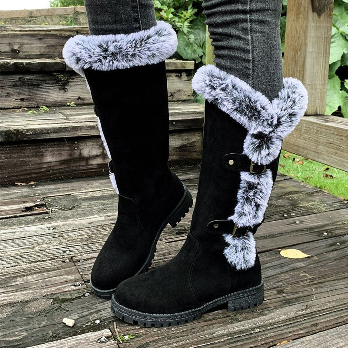 Hannah Plush-Trimmed Knee-High Winter Boots