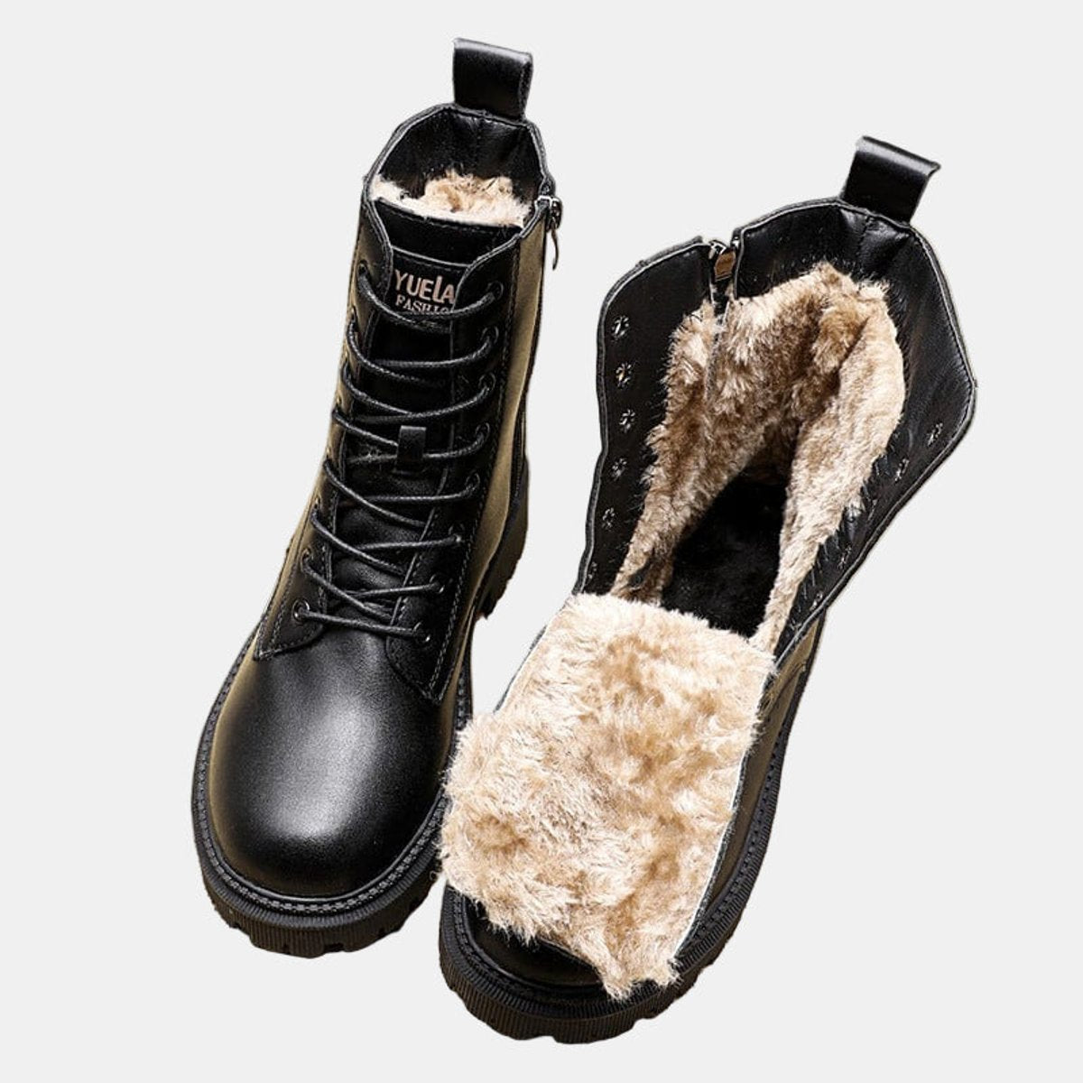 Leonie Lined Lace-Up Faux Leather Ankle Boots