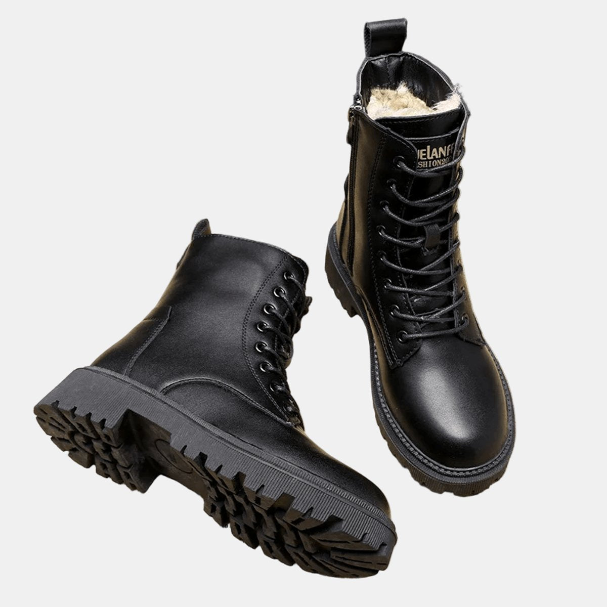 Leonie Lined Lace-Up Faux Leather Ankle Boots