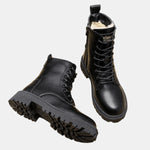 Leonie Lined Lace-Up Faux Leather Ankle Boots