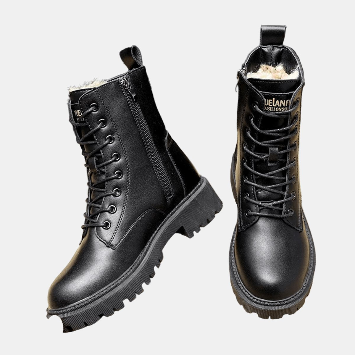 Leonie Lined Lace-Up Faux Leather Ankle Boots