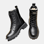 Leonie Lined Lace-Up Faux Leather Ankle Boots