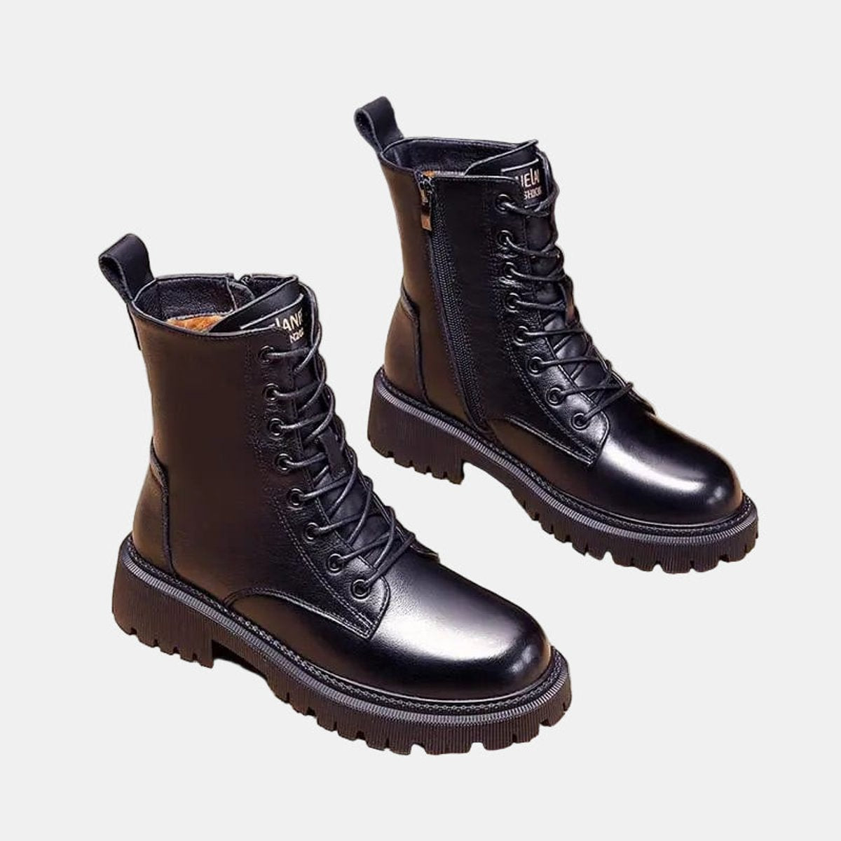 Leonie Lined Lace-Up Faux Leather Ankle Boots