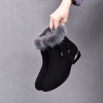 Luisa Lined Suede Ankle Boots with Faux Fur Trim