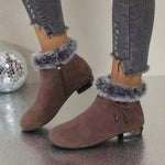 Luisa Lined Suede Ankle Boots with Faux Fur Trim