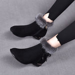 Luisa Lined Suede Ankle Boots with Faux Fur Trim