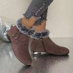 Luisa Lined Suede Ankle Boots with Faux Fur Trim