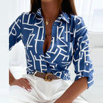 Marie Geometric Print Classic Collar Blouse