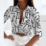 Marie Geometric Print Classic Collar Blouse